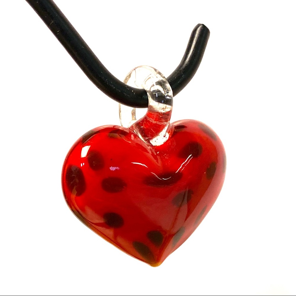 Blown Glass Jewelry Pendant Handmade Heart